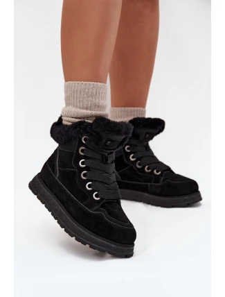 Dámské Zimní Boty Na Platformě S Kožíškem Big Star SS274369 Černé
