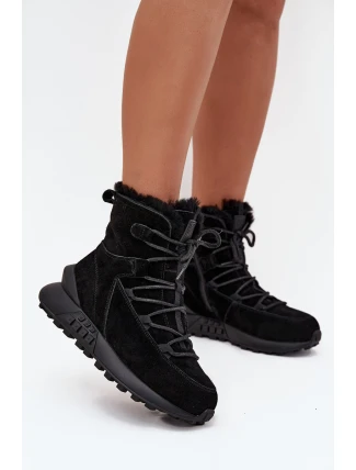 Semišové Zimní Boty Pro Ženy S Kožíškem Big Star SS274319 Černé