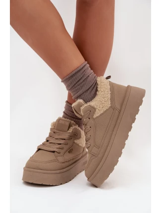 Dámské Tenisky Na Platformě S Beránkem Big Star SS274105 Béžové