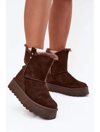 Dámské Sněhule Na Platformě S Kožíškem Čokoládové Evelira