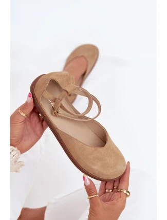 Semišové Baleríny Dámské Barefoot S Pásky Zazoo 191 Béžové Semišové Baleríny Dámské Barefoot S Pásky Zazoo 191 Béžové