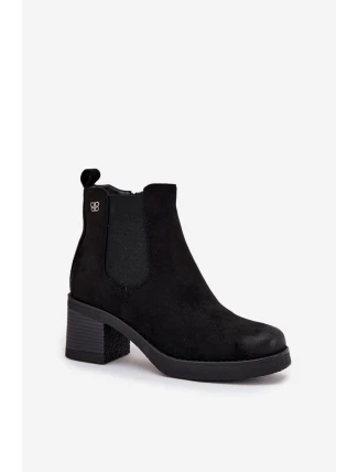 Dámské kotníkové boty na podpatku vyhřívané černé Zelia