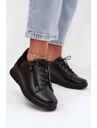 Kožené dámské polobotky na platformě Vinceza 39964 Černé