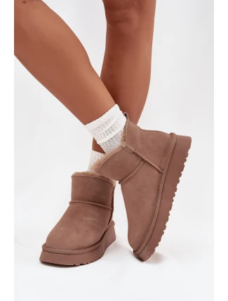 Semišové zimní boty pro ženy na platformě Vinceza 97962 béžové