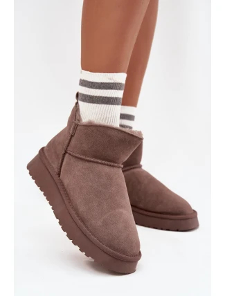 Sněhule z přírodního semiše s kožíškem Vinceza 97961 hnědé