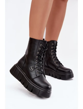 Zamszové Botky Workery Na Masivní Platformě Koturnie Černé Lavica Zamszové Botky Workery Na Masivní Platformě Koturnie Černé Lavica