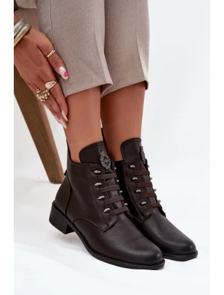 Nízké kotníkové boty s podšívkou na zip s ozdobou hnědé Nevalia