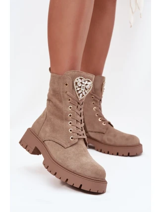 Dámské workery s krystaly na jazyku béžové Rosira