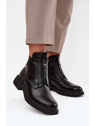 Zateplené dámské boty na zip s ozdobným detailem Černé Roselle
