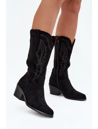 Kozačky Kovbojky Dámské Na Podpatku Vyhřívané Vinceza 16508 Černé
