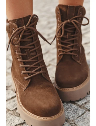 Semišové dámské workery s šněrováním Big Star SS274792 hnědé Semišové dámské workery s šněrováním Big Star SS274792 hnědé