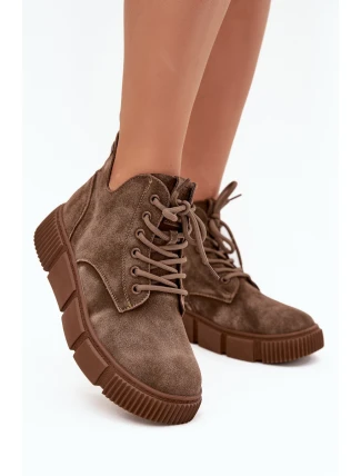 Semišové nízké dámské kotníky na platformě Big Star SS274594 béžové Semišové nízké dámské kotníky na platformě Big Star SS274594 béžové