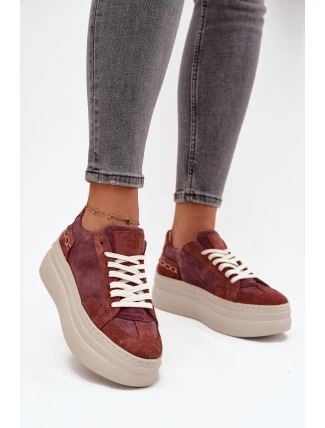 Semišové tenisky na masivní platformě Zazoo N1270S3 Fialové