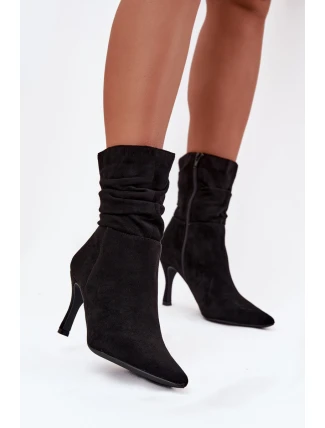 Dámské Kotníkové Boty Na Podpatku S Vrásčeným Nárt Eko Semiš Zámek Černé Ulisse Dámské Kotníkové Boty Na Podpatku S Vrásčeným Nárt Eko Semiš Zámek Černé Ulisse