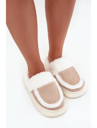 Dámské pantofle na tlusté podrážce s kožešinou Vinceza 19952 Béžové Dámské pantofle na tlusté podrážce s kožešinou Vinceza 19952 Béžové