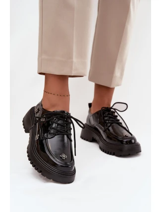 Lakované kožené dámské polobotky s přezkami Artiker 57C0333 Černé