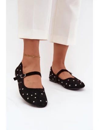 Zdobené dámské baleríny s páskem Černé Olivisse