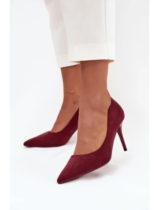 Dámské lodičky s eko semišem bordové Elvessa