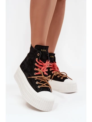 Semišové zateplené dámské tenisky na robustní platformě GOE SS2N4046 Černé