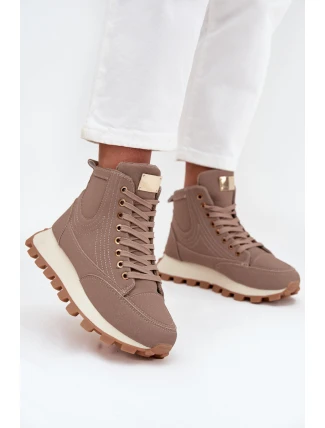 Zateplené dámské kozačky na platformě tmavě béžové Marivira Zateplené dámské kozačky na platformě tmavě béžové Marivira