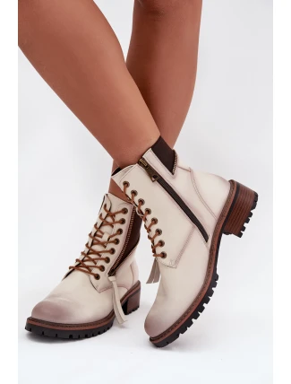 Dámské zimní kotníkové boty na klínu Vinceza 58559 béžové