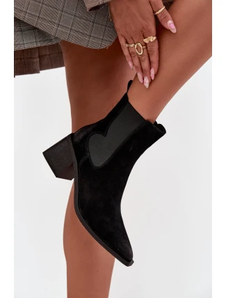 Kožené semišové dámské boty na podpatku vyhřáté Artiker 57C0049 Černé Kožené semišové dámské boty na podpatku vyhřáté Artiker 57C0049 Černé