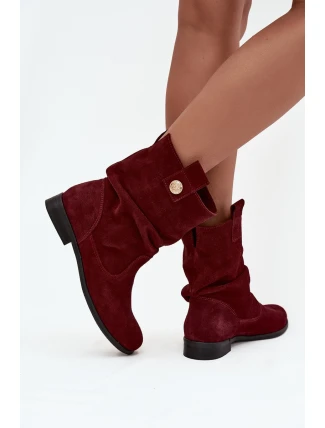 Kožené semišové dámské boty s řasením zateplené Zazoo 4210 bordó Kožené semišové dámské boty s řasením zateplené Zazoo 4210 bordó