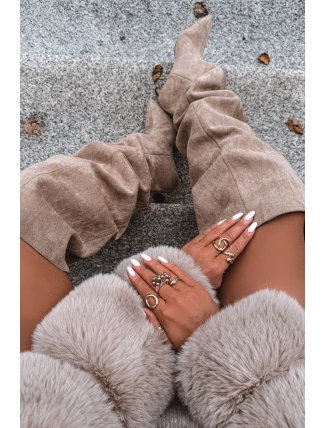 Náklopové dámské kozačky na podpatku béžové Ysolienne