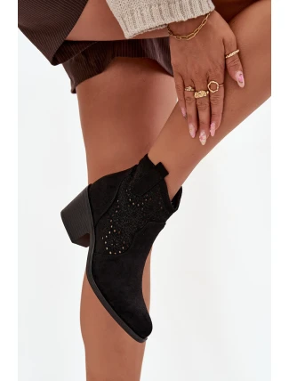 Dámské otevřené kotníkové boty na podpatku Černé S.Barski HY52-529 Černé Dámské otevřené kotníkové boty na podpatku Černé S.Barski HY52-529 Černé