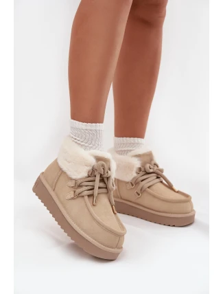 Ženské sněhule z přírodního semiše D.Franklin DFSH375006 světle béžové