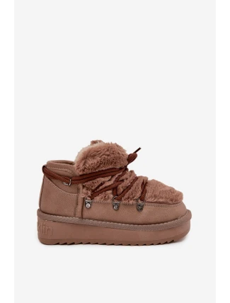 Dětské mládežnické sněhule s kožíškem DFranklin DFSH370011 hnědé