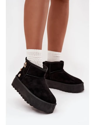 Dámské sněhule na platformě s přezkami černé Maelle