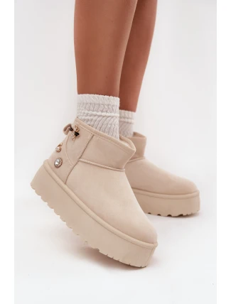 Dámské sněhule na platformě s přezkami světle béžové Maelle
