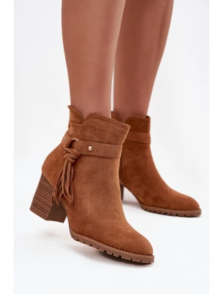 Dámské kotníkové boty na sloupku s třásněmi Camel Rosabella