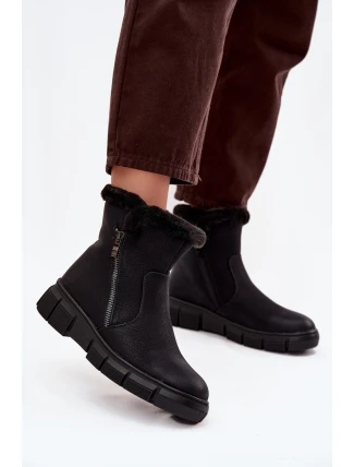 Dámské sněhule na platformě s kožešinou Černé Briselle