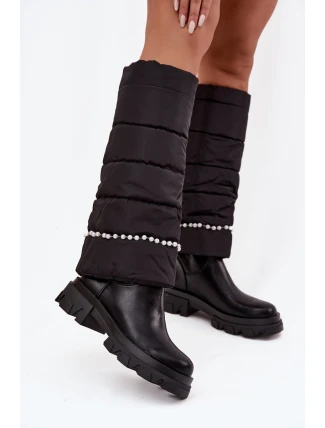 Dámské zateplené kozačky s korálky Černé Irvette Dámské zateplené kozačky s korálky Černé Irvette