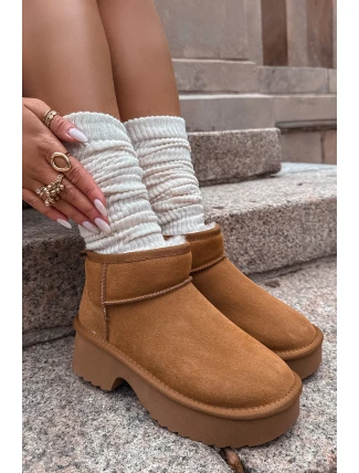 Sněhule z přírodního nubuku s teplou podšívkou Camel Milora Sněhule z přírodního nubuku s teplou podšívkou Camel Milora