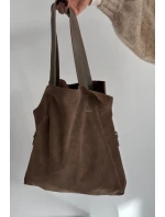 Semišová Taška Shopper Tmavě Béžová Miraya