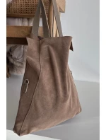 Semišová Taška Shopper Tmavě Béžová Miraya