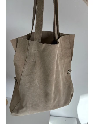 Semišová taška Shopper světle béžová Miraya Semišová taška Shopper světle béžová Miraya