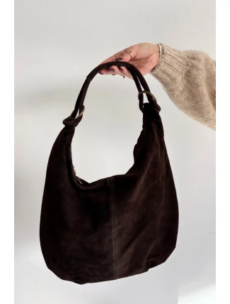 Kabelka z přírodního semiše čokoládová Floriah