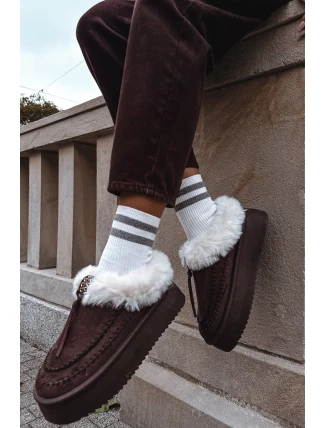 Dámské sněhule s kožíškem na platformě čokoládové Rosmira Dámské sněhule s kožíškem na platformě čokoládové Rosmira