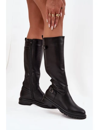 Izolované dámské kozačky na nízkém podpatku s přezkami Černé Sorelle Izolované dámské kozačky na nízkém podpatku s přezkami Černé Sorelle