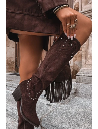 Dámské Kožené Koby Jočky S Dekorací Na Sloupku Čokoládové Darella