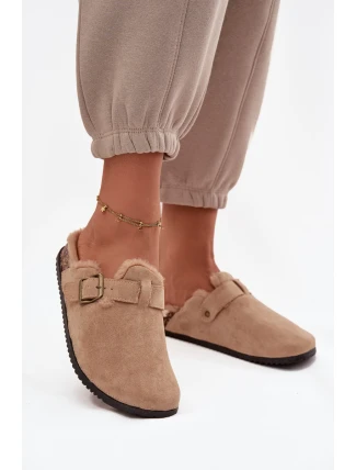 Dámské nazouváky s teplou podšívkou s přezkou Béžové Sylisse Dámské nazouváky s teplou podšívkou s přezkou Béžové Sylisse