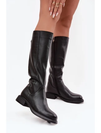 Kožené dámské kozačky na nízkém podpatku s vyhříváním D&A JC52-837 Černé Kožené dámské kozačky na nízkém podpatku s vyhříváním D&A JC52-837 Černé