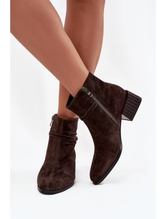 Dámské boty z přírodního semiše na klínu zateplené D&A CR52-651 čokoládové