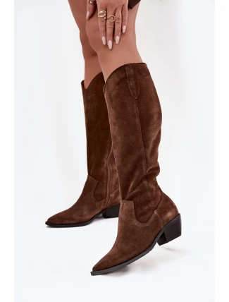 Kozaki Kovábojky Z Přírodního Semiše Vyhřívané Zazoo 4225 Hnědé