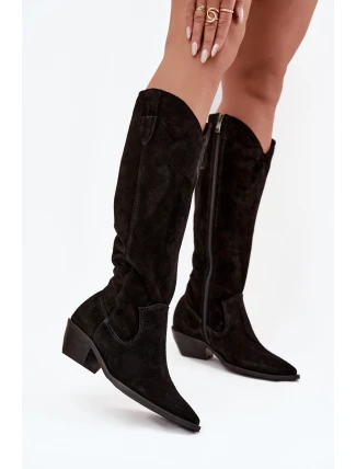 Kozaki Kowbojki Z Přírodního Semiše Vyhřívané Zazoo 4225 Černé Kozaki Kowbojki Z Přírodního Semiše Vyhřívané Zazoo 4225 Černé