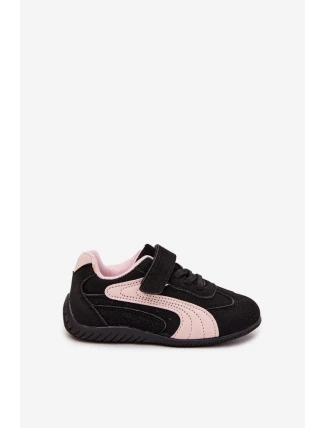 Dětské sportovní boty s přezkou Černo růžové Perrin